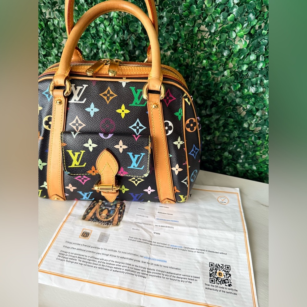 Louis Vuitton Murakami Black Multicolor Priscilla Monogram Handbag - Picture 15 of 16